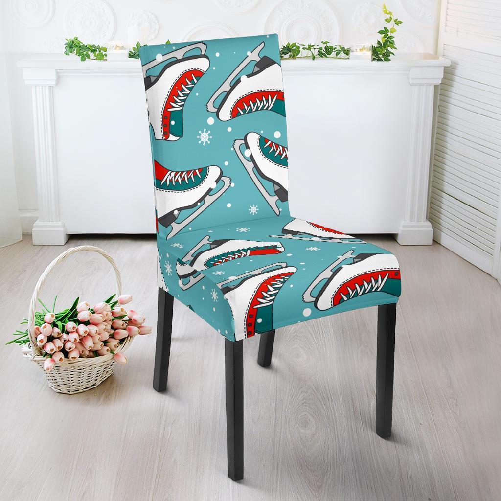 Ice Skate Snowflake Print Pattern Chair Cover-grizzshop