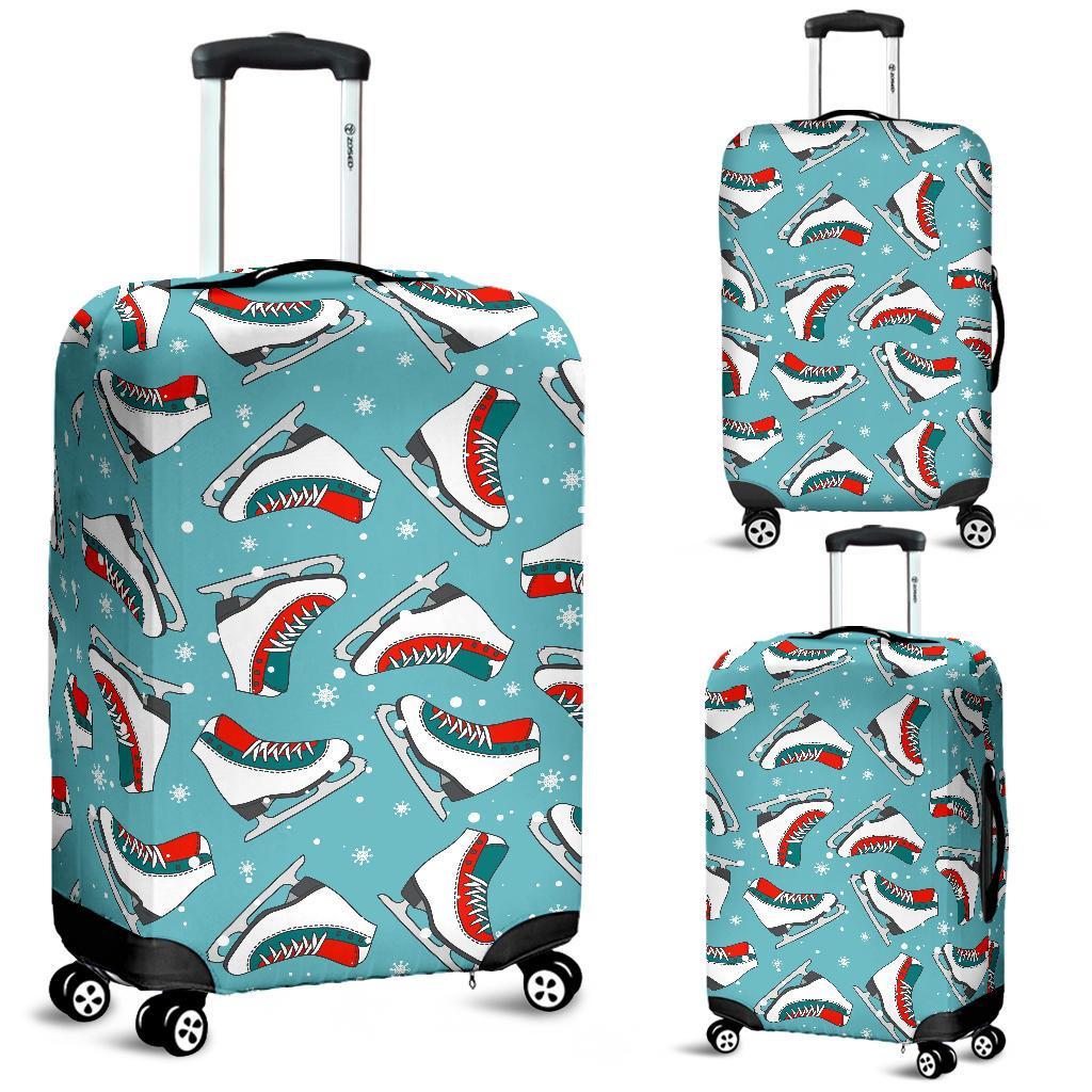 Ice Skate Snowflake Print Pattern Luggage Cover Protector-grizzshop