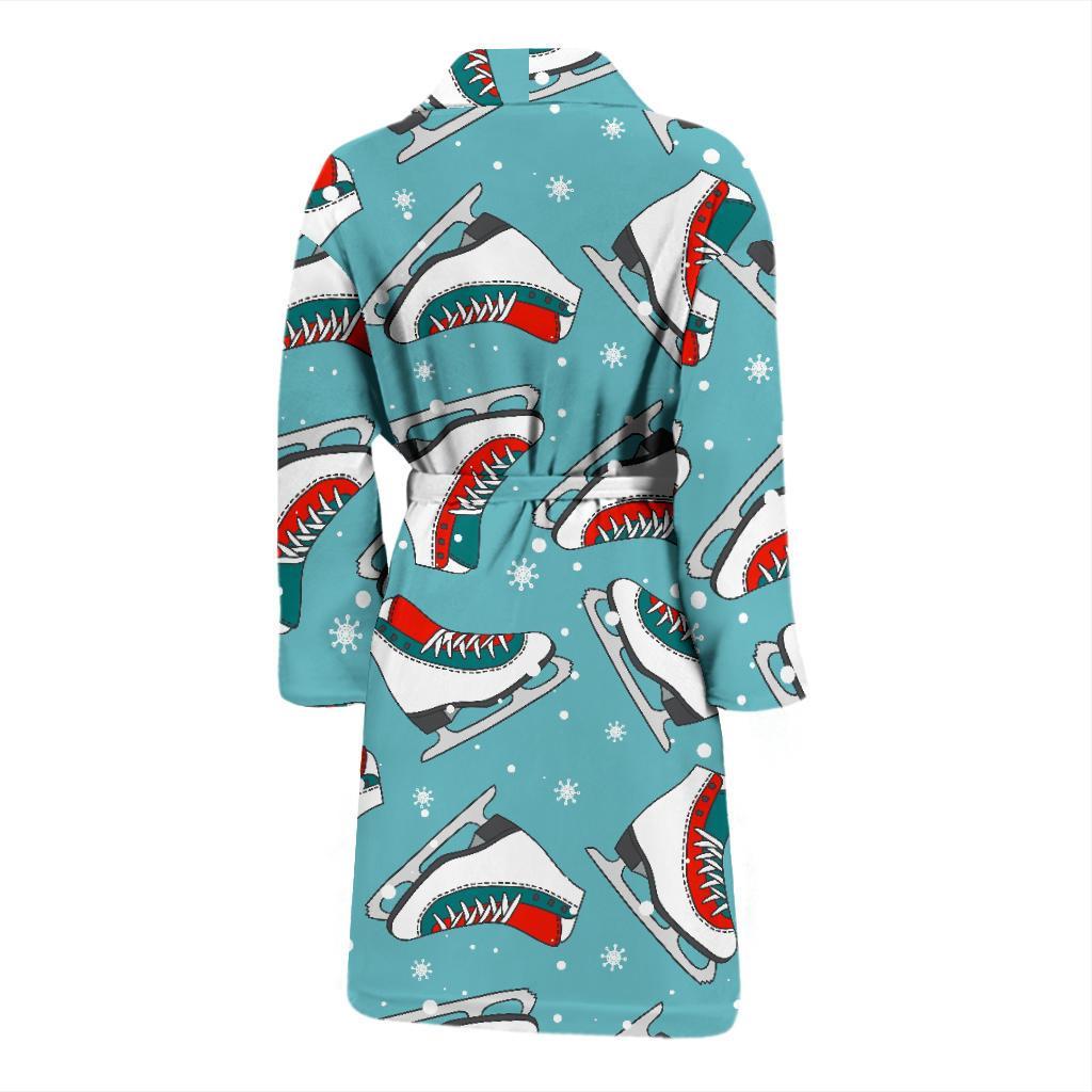 Ice Skate Snowflake Print Pattern Men Long Robe-grizzshop