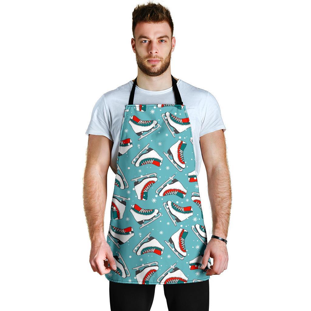 Ice Skate Snowflake Print Pattern Men's Apron-grizzshop