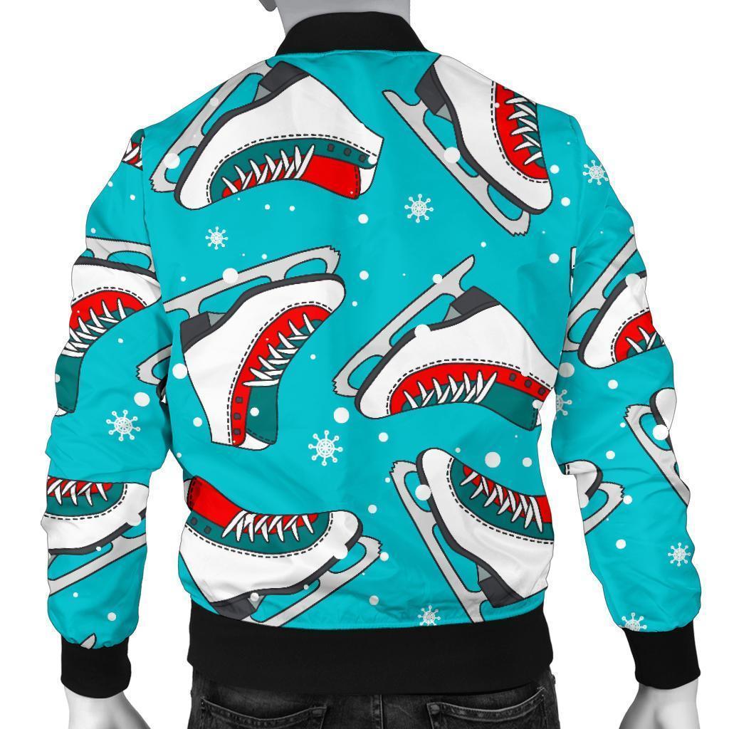 Ice Skate Snowflake Print Pattern Men's Bomber Jacket-grizzshop