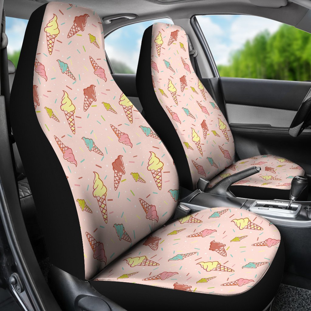Ice Cream Cone Pattern Print Universal Fit Car Seat Cover-grizzshop