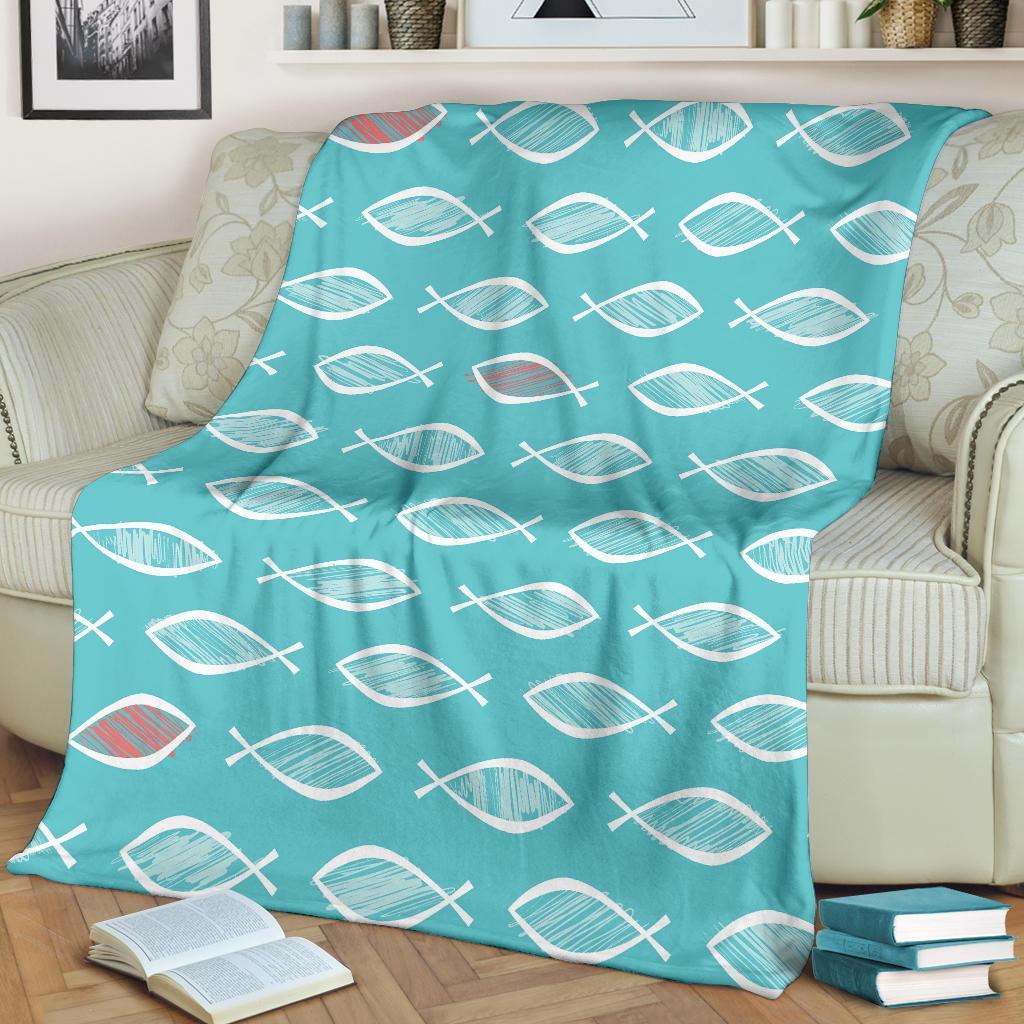 Ichthys Christian Pattern Print Blanket-grizzshop