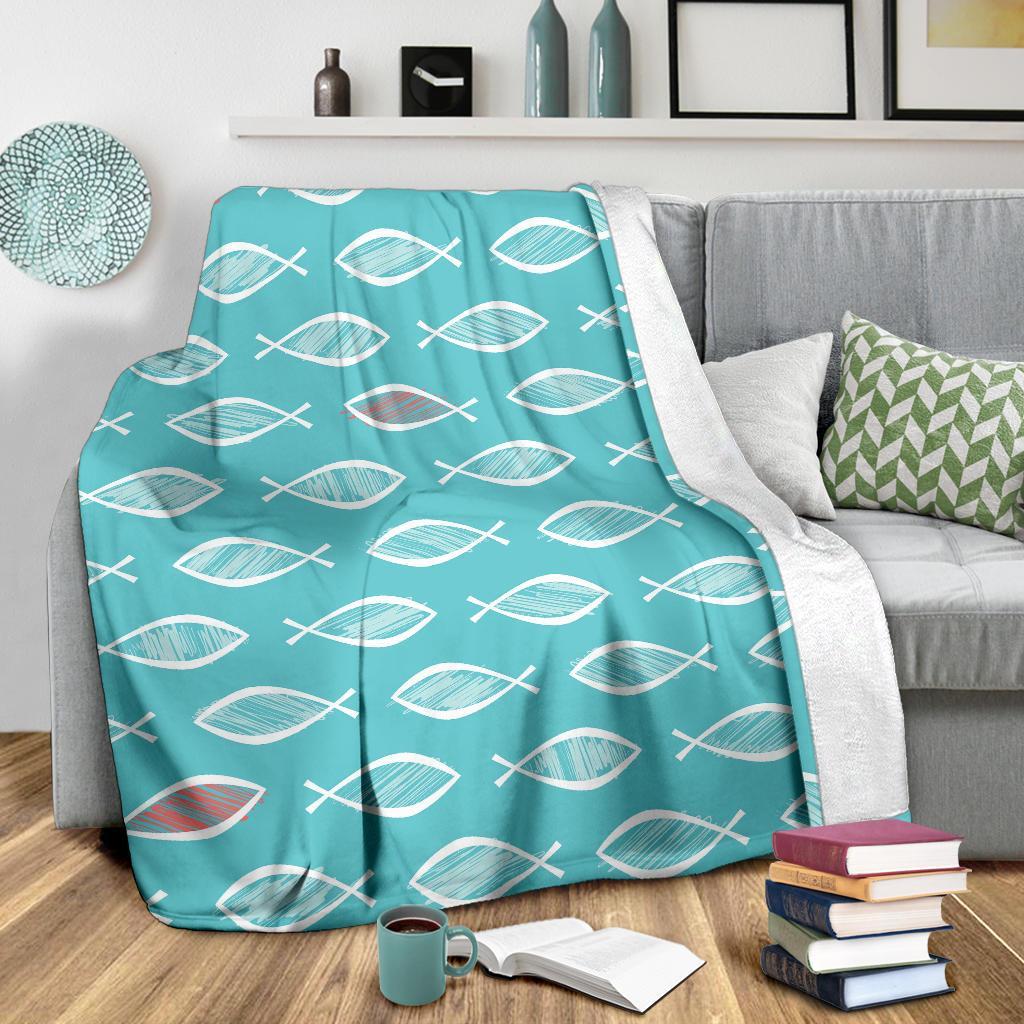 Ichthys Christian Pattern Print Blanket-grizzshop