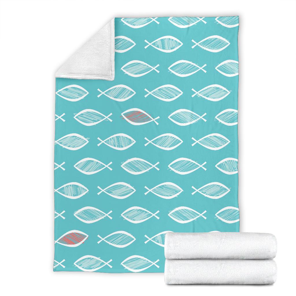 Ichthys Christian Pattern Print Blanket-grizzshop