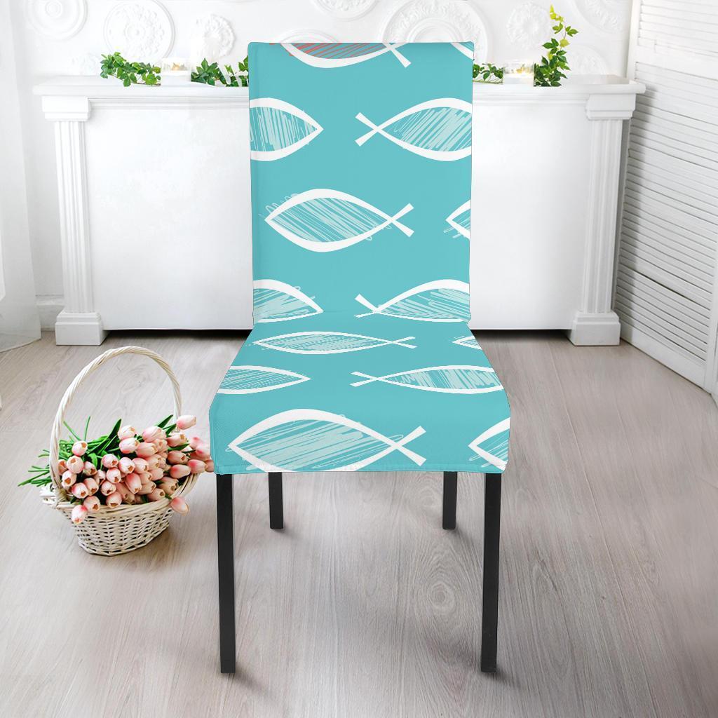 Ichthys Christian Pattern Print Chair Cover-grizzshop