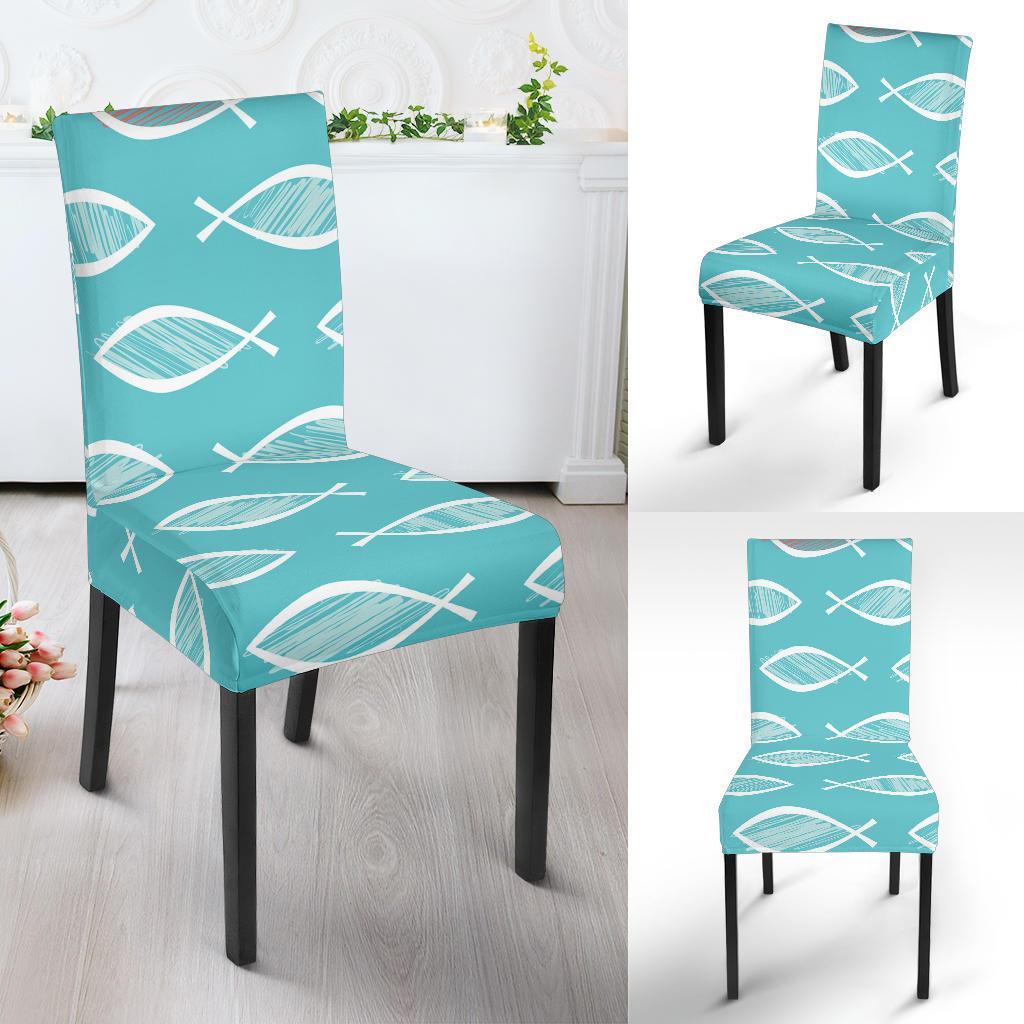 Ichthys Christian Pattern Print Chair Cover-grizzshop