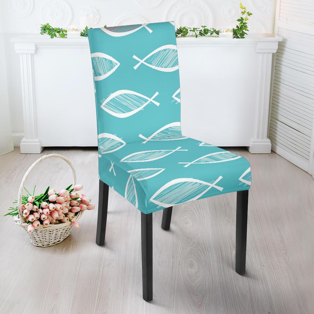 Ichthys Christian Pattern Print Chair Cover-grizzshop