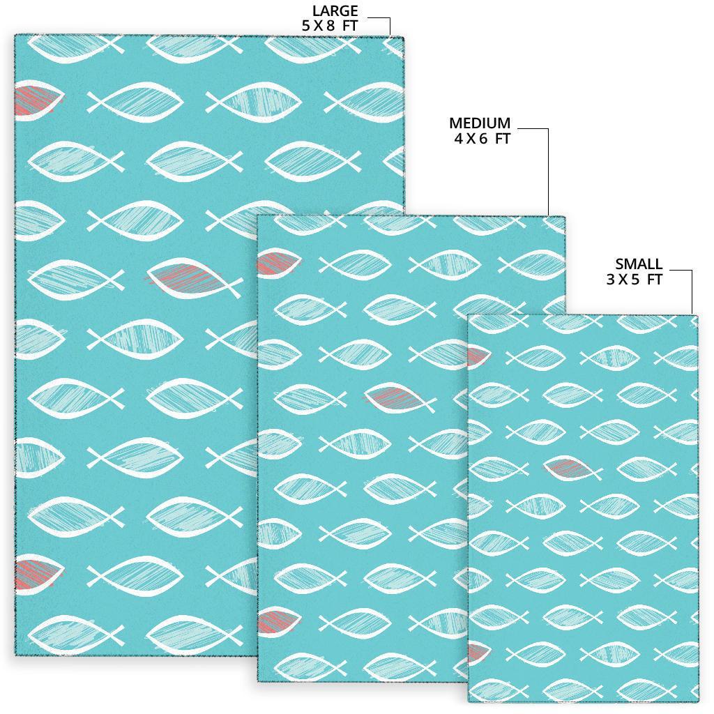 Ichthys Christian Pattern Print Floor Mat-grizzshop