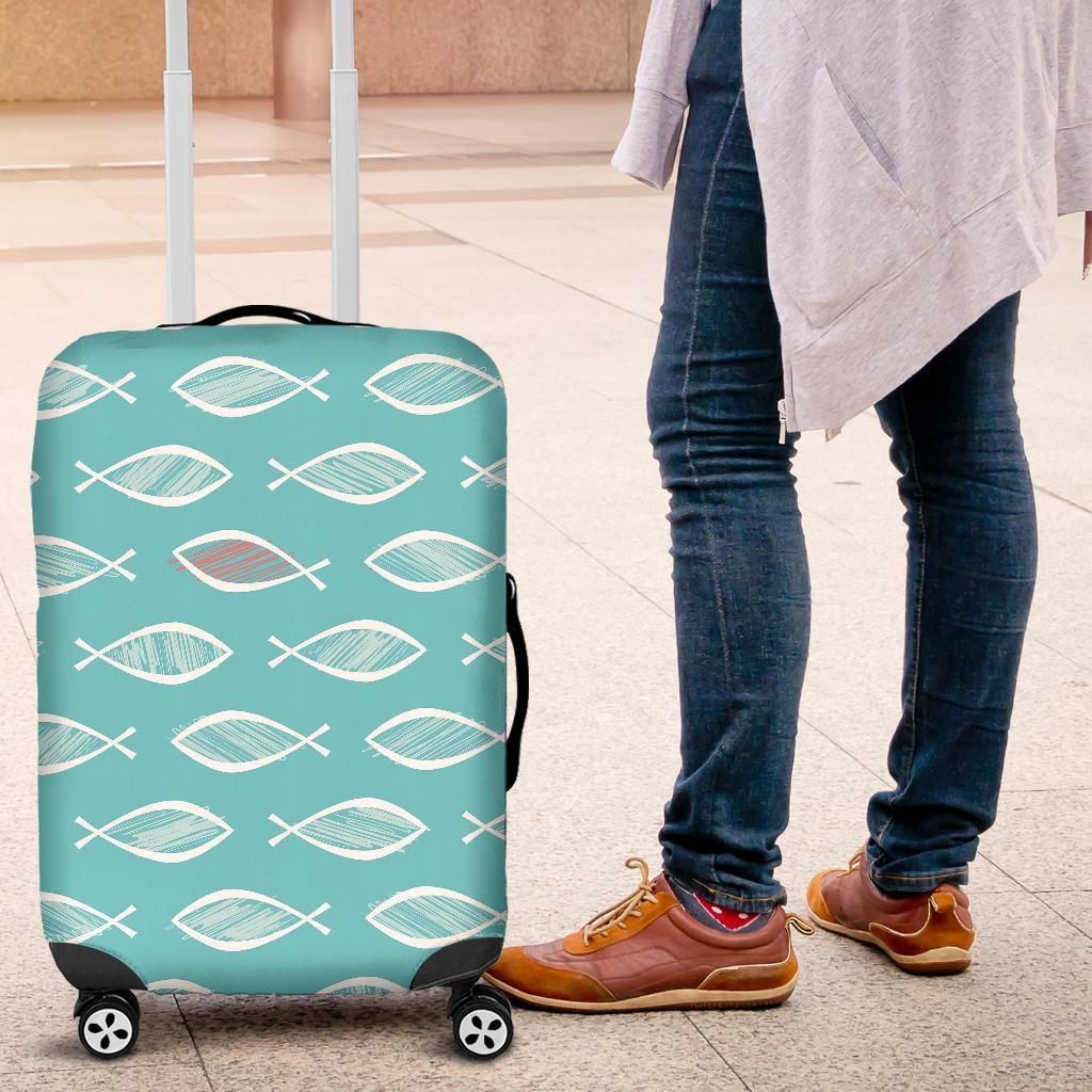 Ichthys Christian Pattern Print Luggage Cover Protector-grizzshop