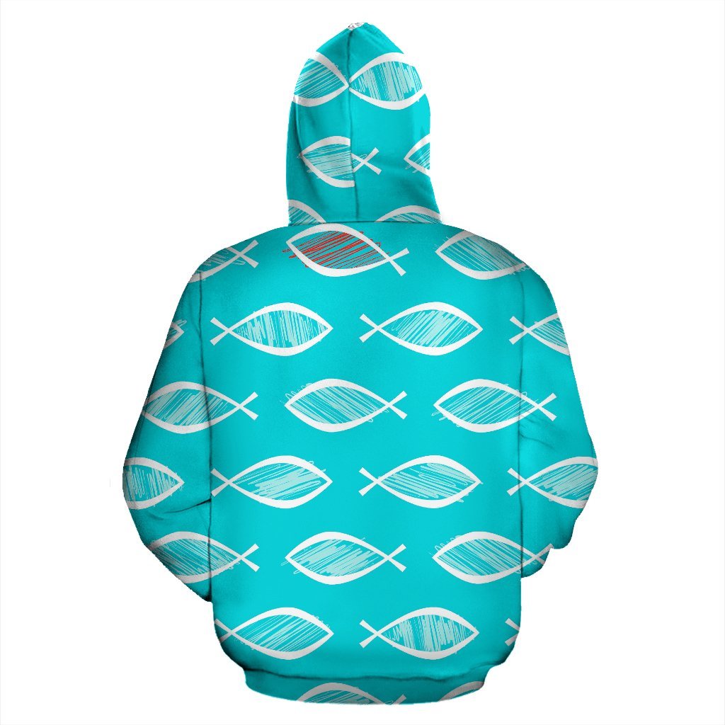 Ichthys Christian Pattern Print Men Women Pullover Hoodie-grizzshop