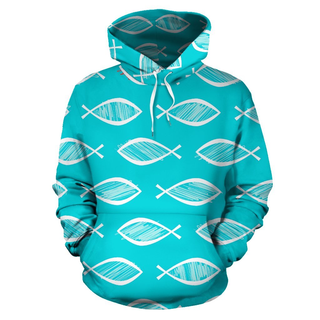 Ichthys Christian Pattern Print Men Women Pullover Hoodie-grizzshop