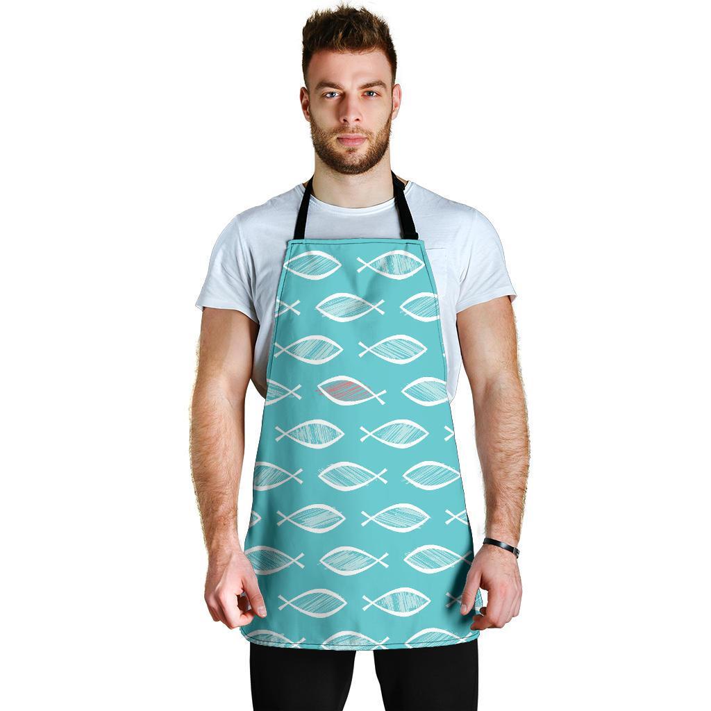 Ichthys Christian Pattern Print Men's Apron-grizzshop