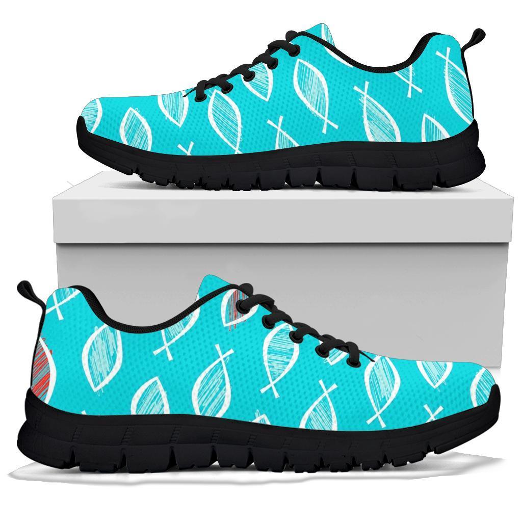 Ichthys Christian Pattern Print Sneaker Shoes For Men Women-grizzshop