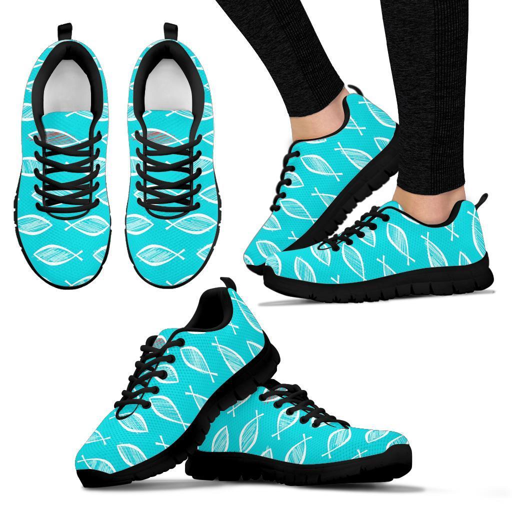 Ichthys Christian Pattern Print Sneaker Shoes For Men Women-grizzshop