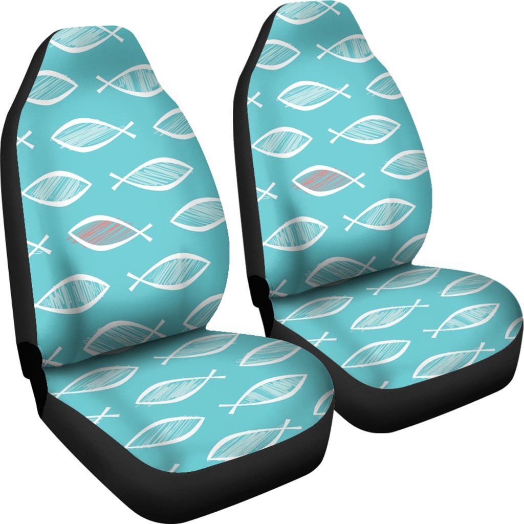 Ichthys Christian Pattern Print Universal Fit Car Seat Covers-grizzshop