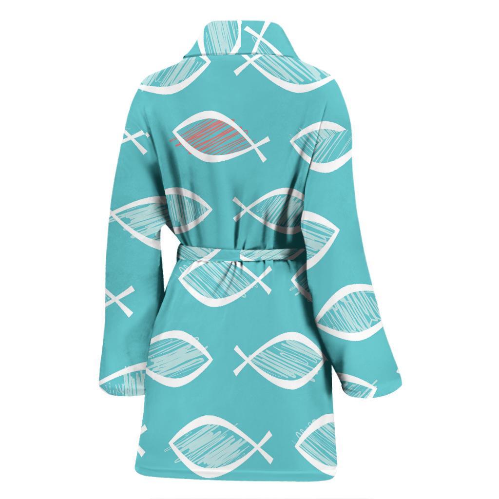 Ichthys Christian Pattern Print Women Long Robe-grizzshop