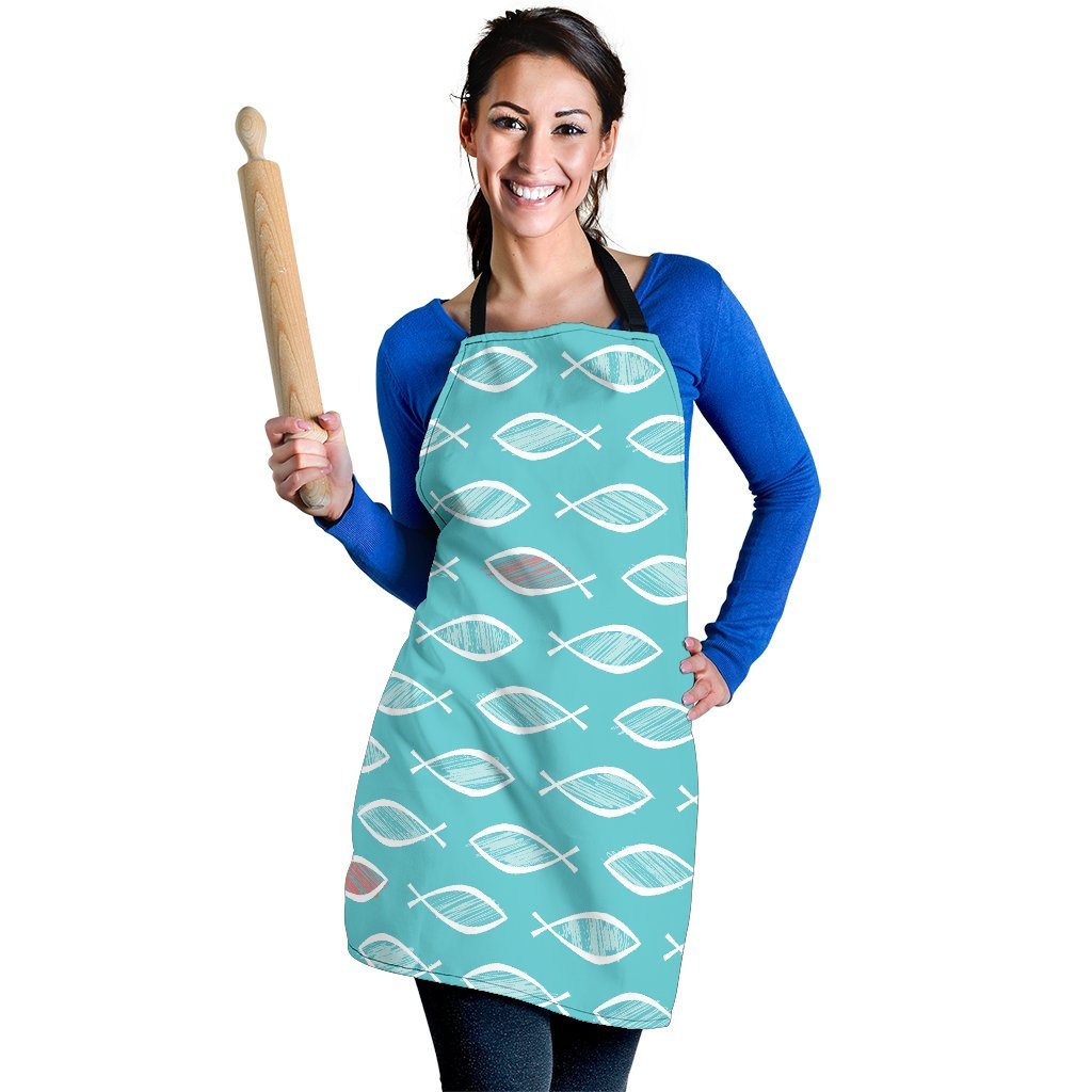 Ichthys Christian Pattern Print Women's Apron-grizzshop