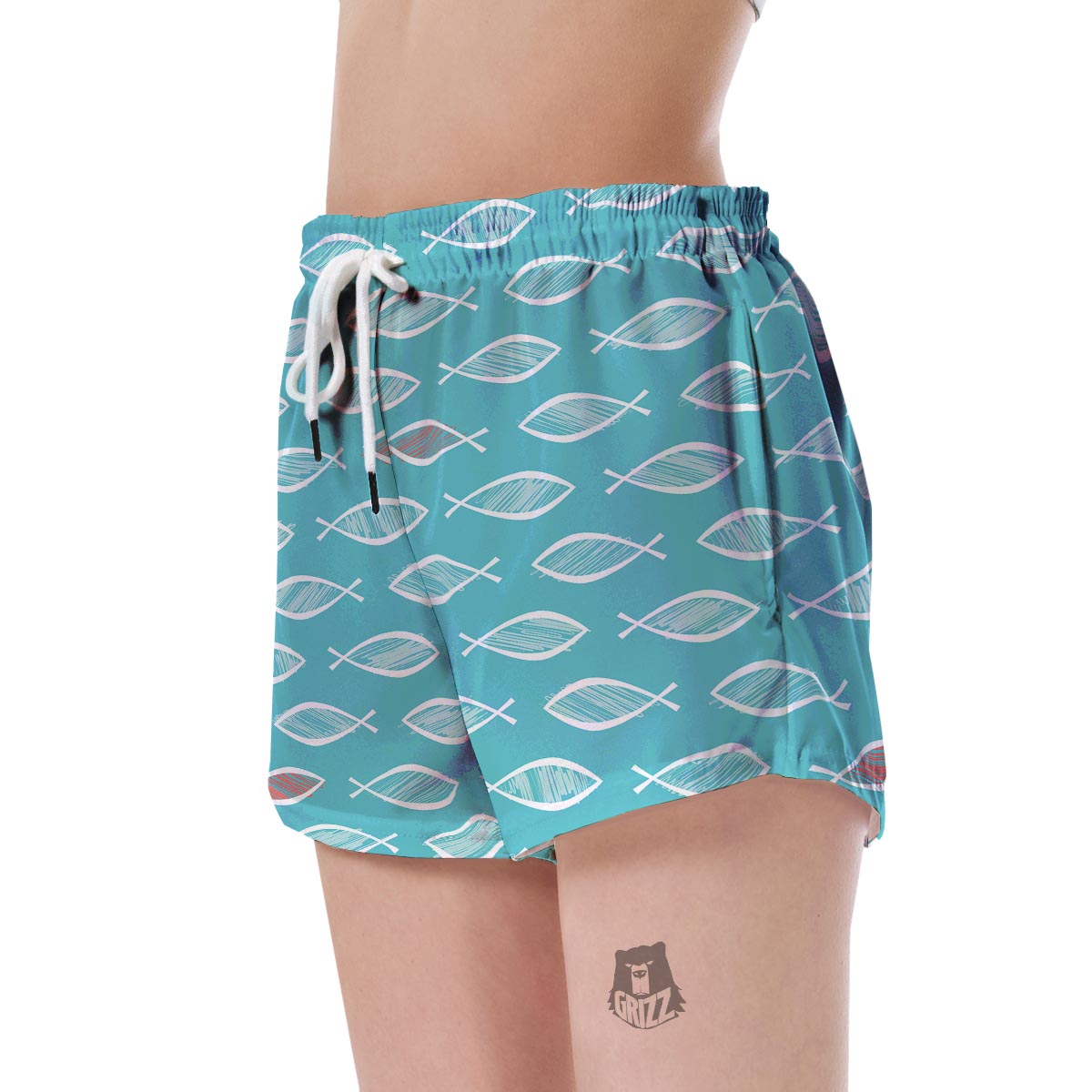 Ichthys Christian Pattern Print Women's Shorts-grizzshop