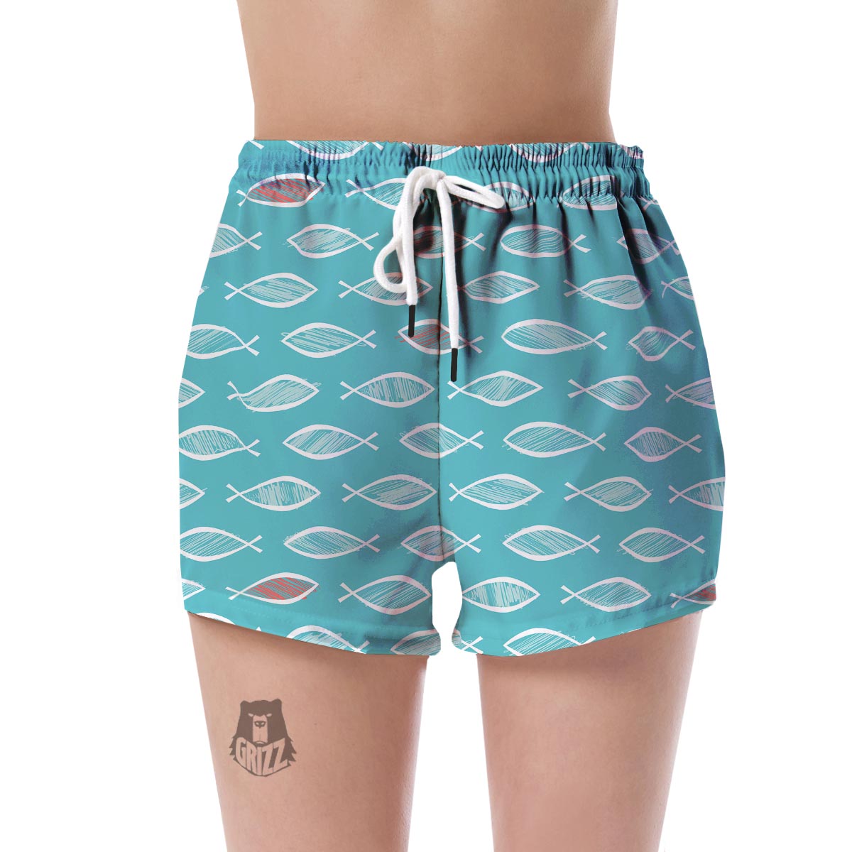 Ichthys Christian Pattern Print Women's Shorts-grizzshop