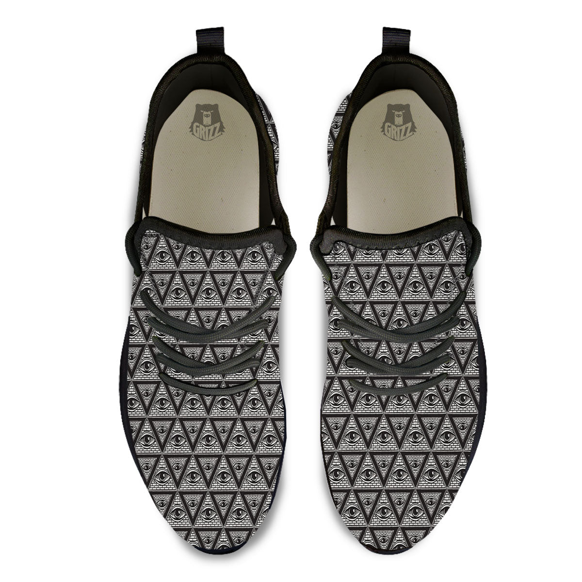 Illuminati Print Pattern Black Athletic Shoes-grizzshop