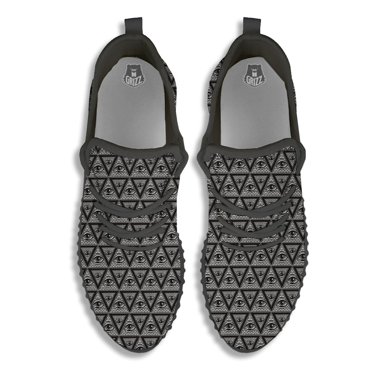 Illuminati Print Pattern Black Walking Shoes-grizzshop