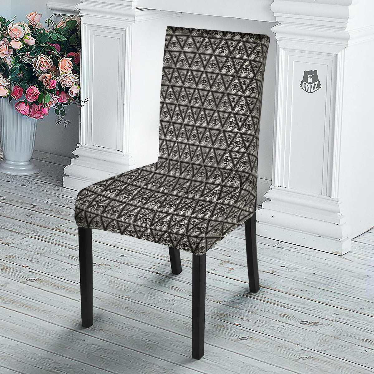 Illuminati Print Pattern Dining Chair Slipcover-grizzshop