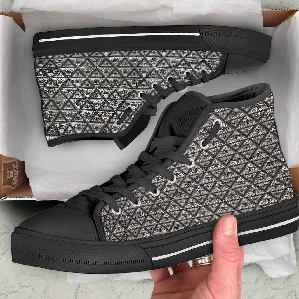 Illuminati Print Pattern High Top Shoes-grizzshop