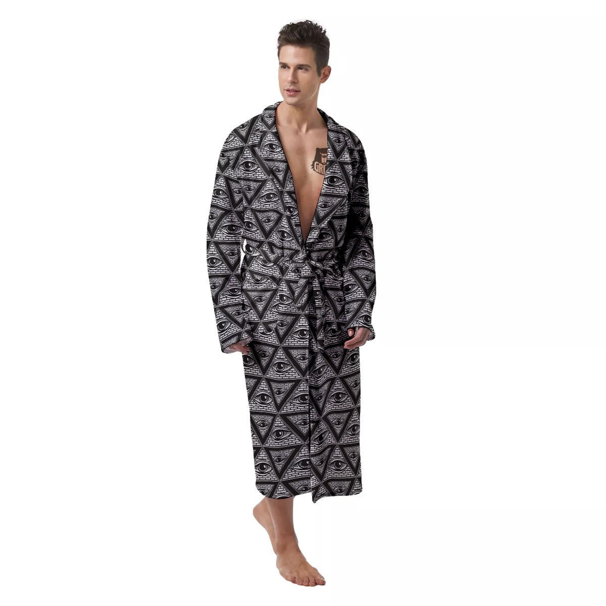 Illuminati Print Pattern Men's Robe-grizzshop
