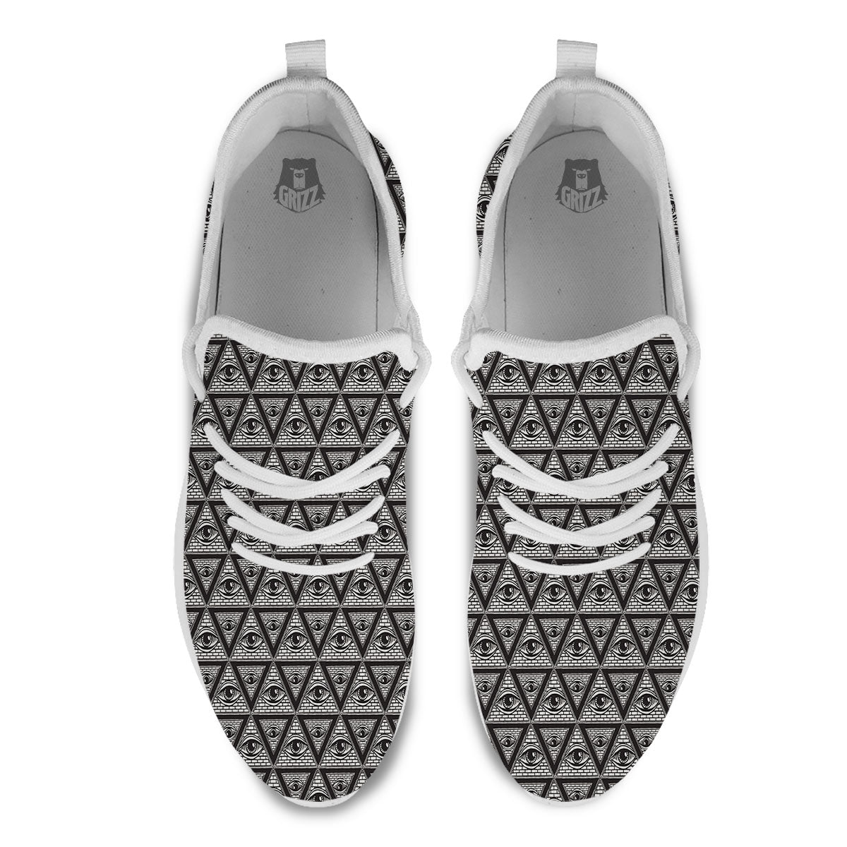 Illuminati Print Pattern White Athletic Shoes-grizzshop