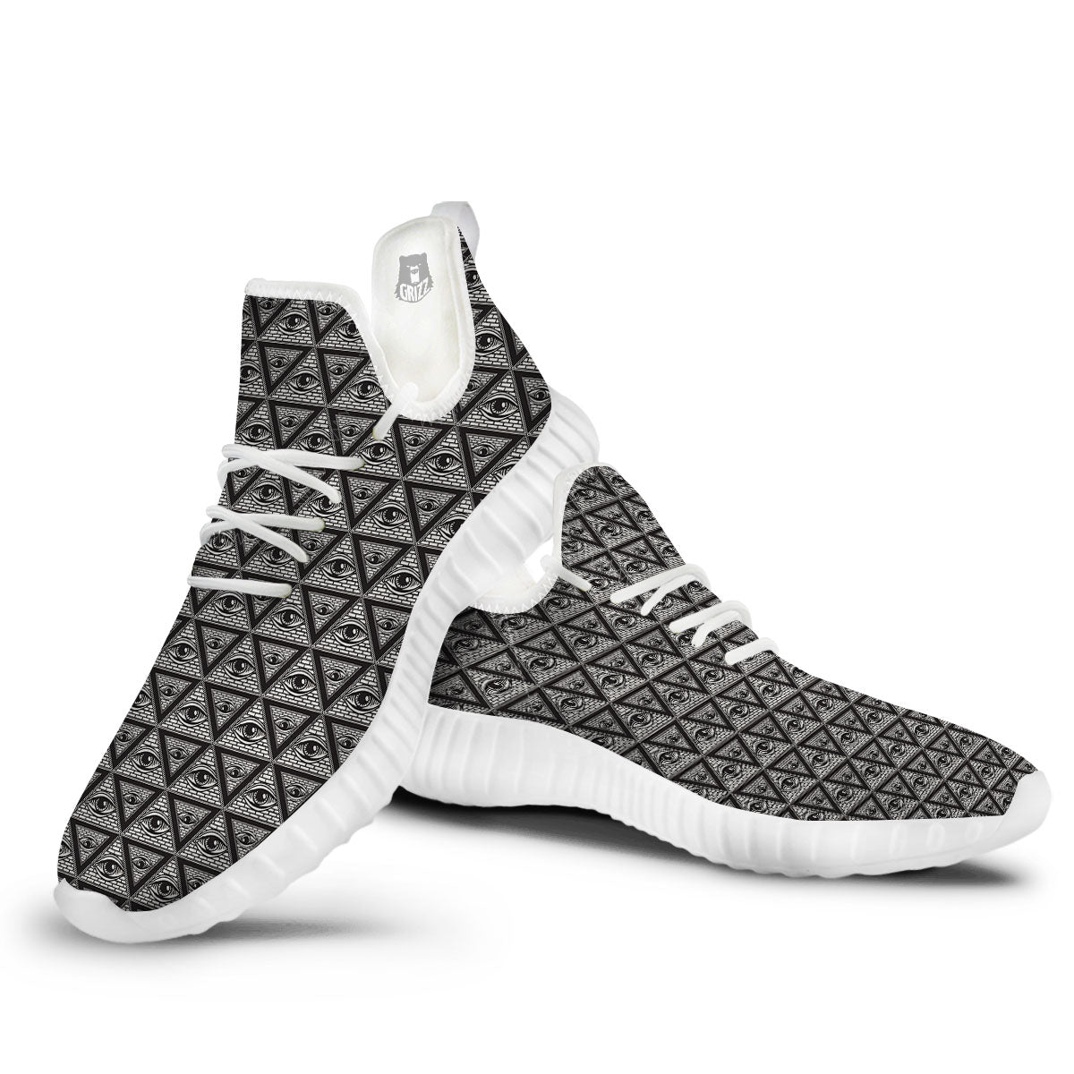 Illuminati Print Pattern White Walking Shoes-grizzshop