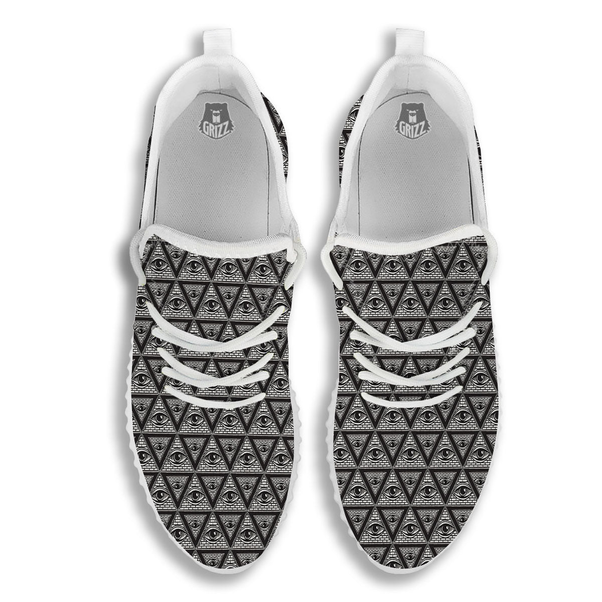 Illuminati Print Pattern White Walking Shoes-grizzshop