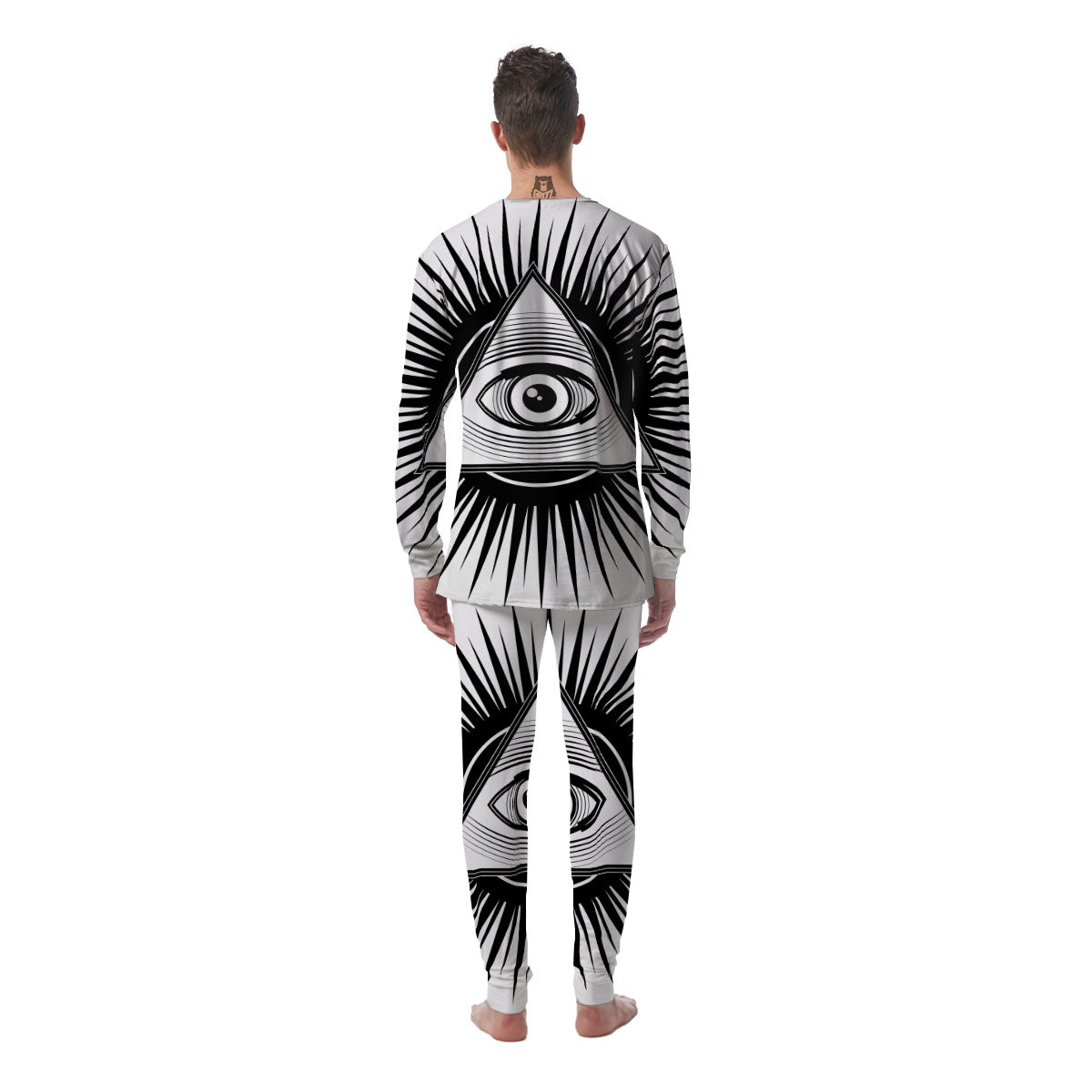 Illuminati White And Black Print Men's Pajamas-grizzshop