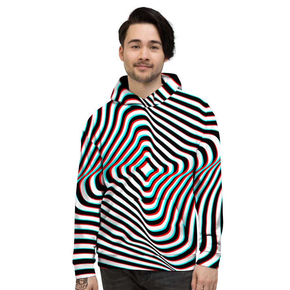 Illusion Anaglyph Optical Print Men's Hoodie-grizzshop