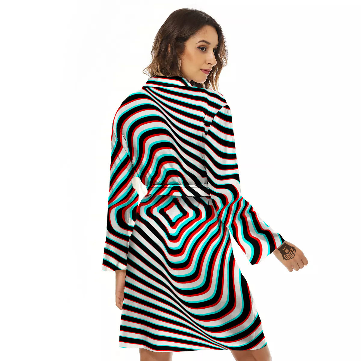 Illusion Anaglyph Optical Print Women's Robe-grizzshop