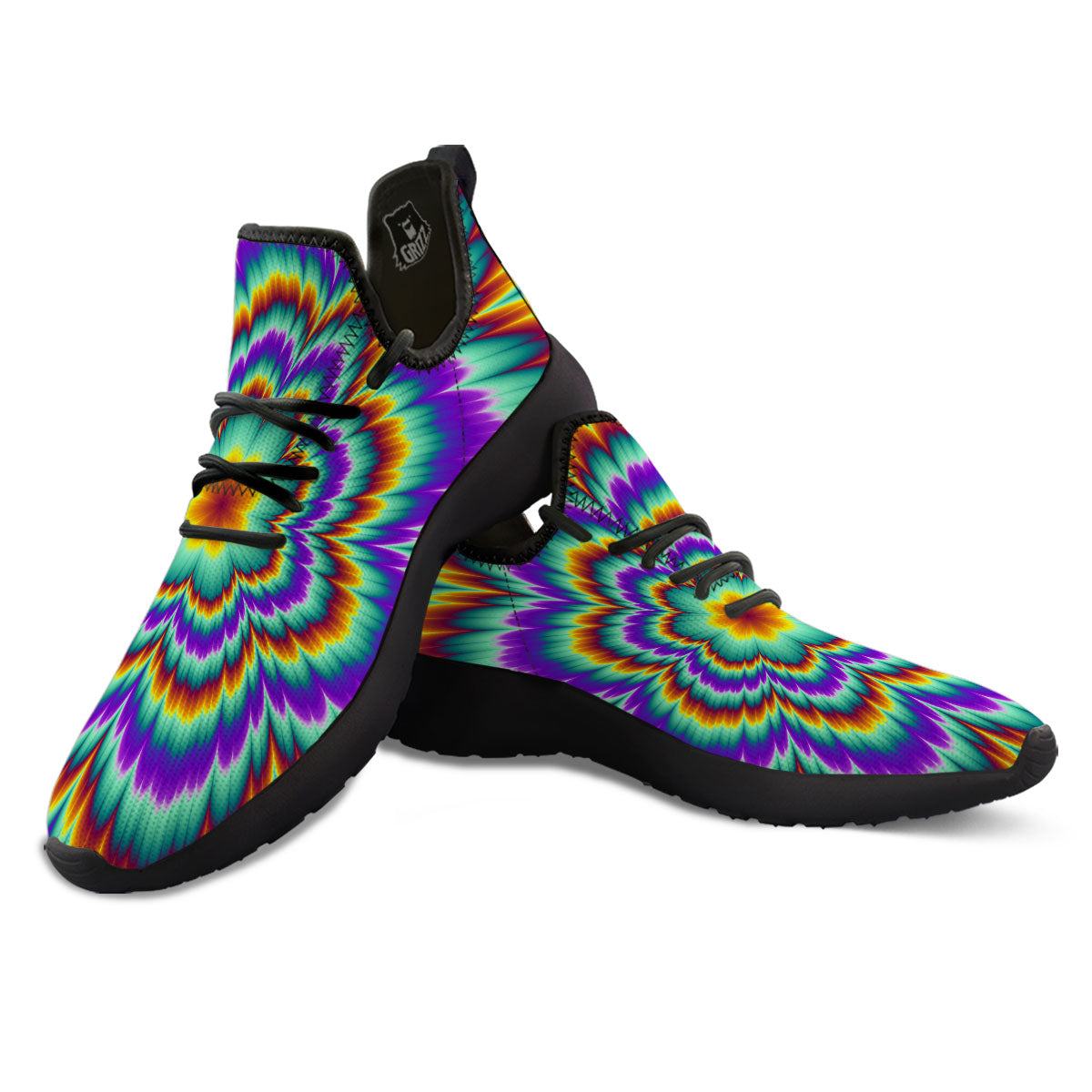 Illusion Optical Explosion Psychedelic Black Athletic Shoes-grizzshop