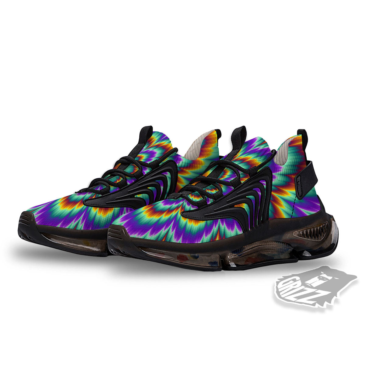 Illusion Optical Explosion Psychedelic Black Gym Shoes-grizzshop