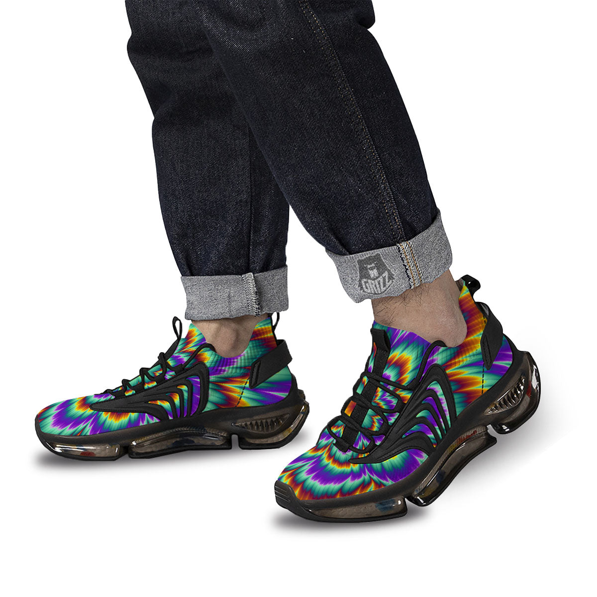 Illusion Optical Explosion Psychedelic Black Gym Shoes-grizzshop