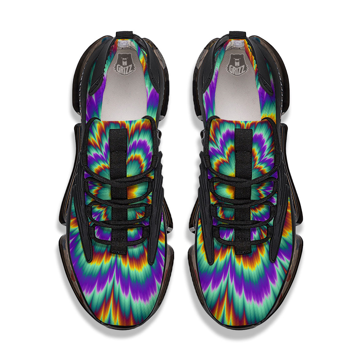 Illusion Optical Explosion Psychedelic Black Gym Shoes-grizzshop