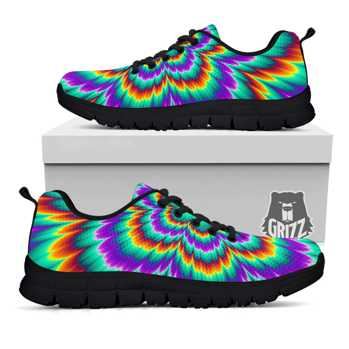 Illusion Optical Explosion Psychedelic Black Sneaker-grizzshop