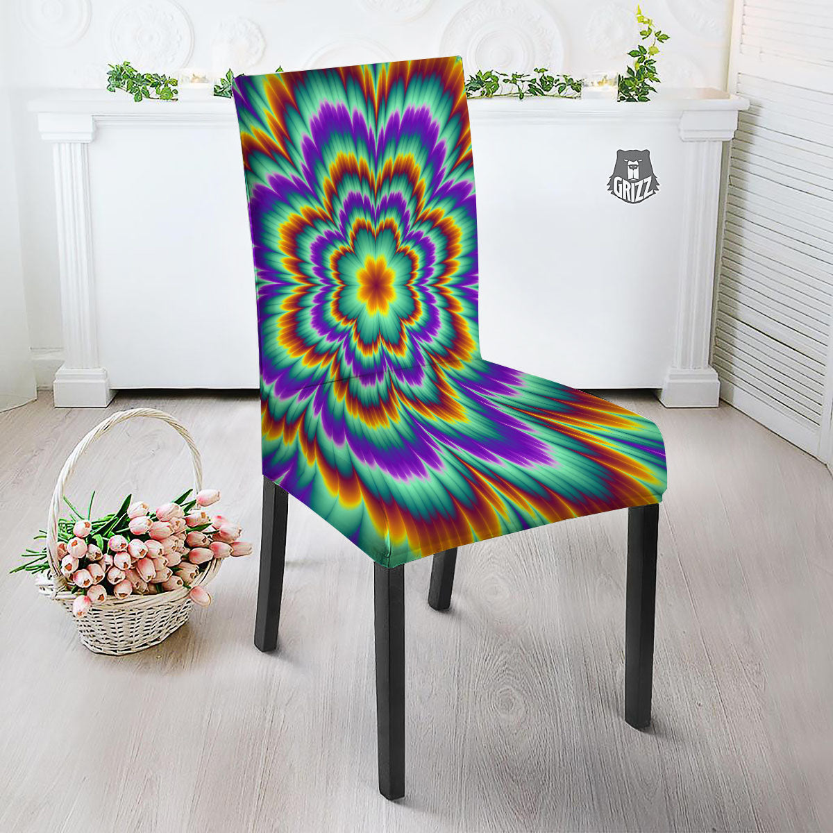 Illusion Optical Explosion Psychedelic Dining Chair Slipcover-grizzshop