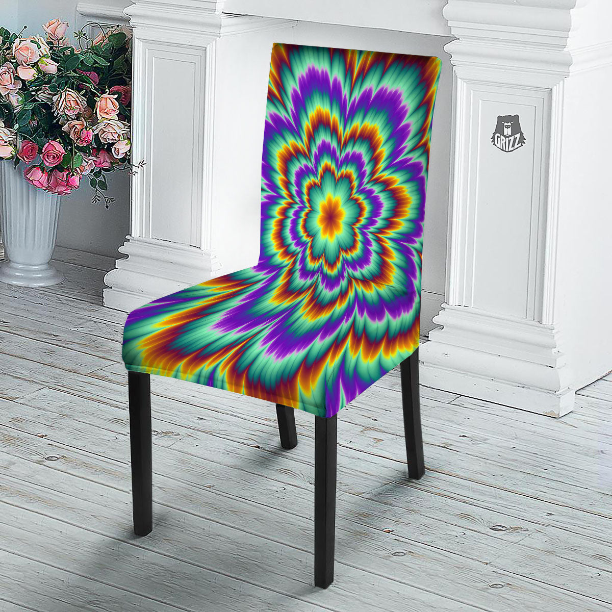 Illusion Optical Explosion Psychedelic Dining Chair Slipcover-grizzshop