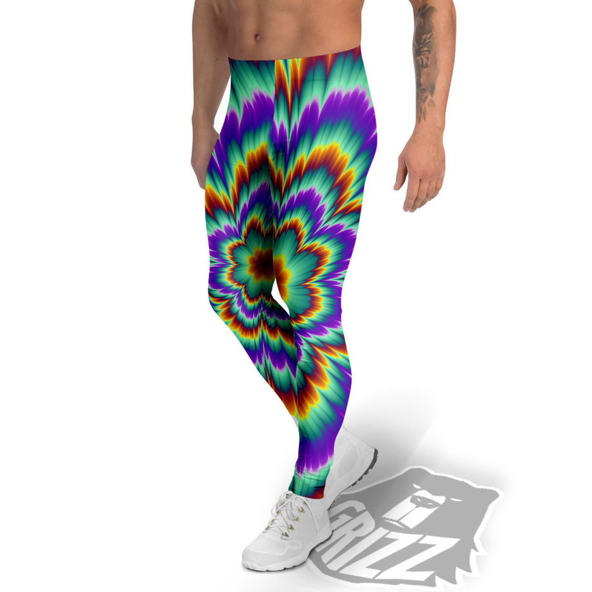 Illusion Optical Explosion Psychedelic Men's Leggings-grizzshop