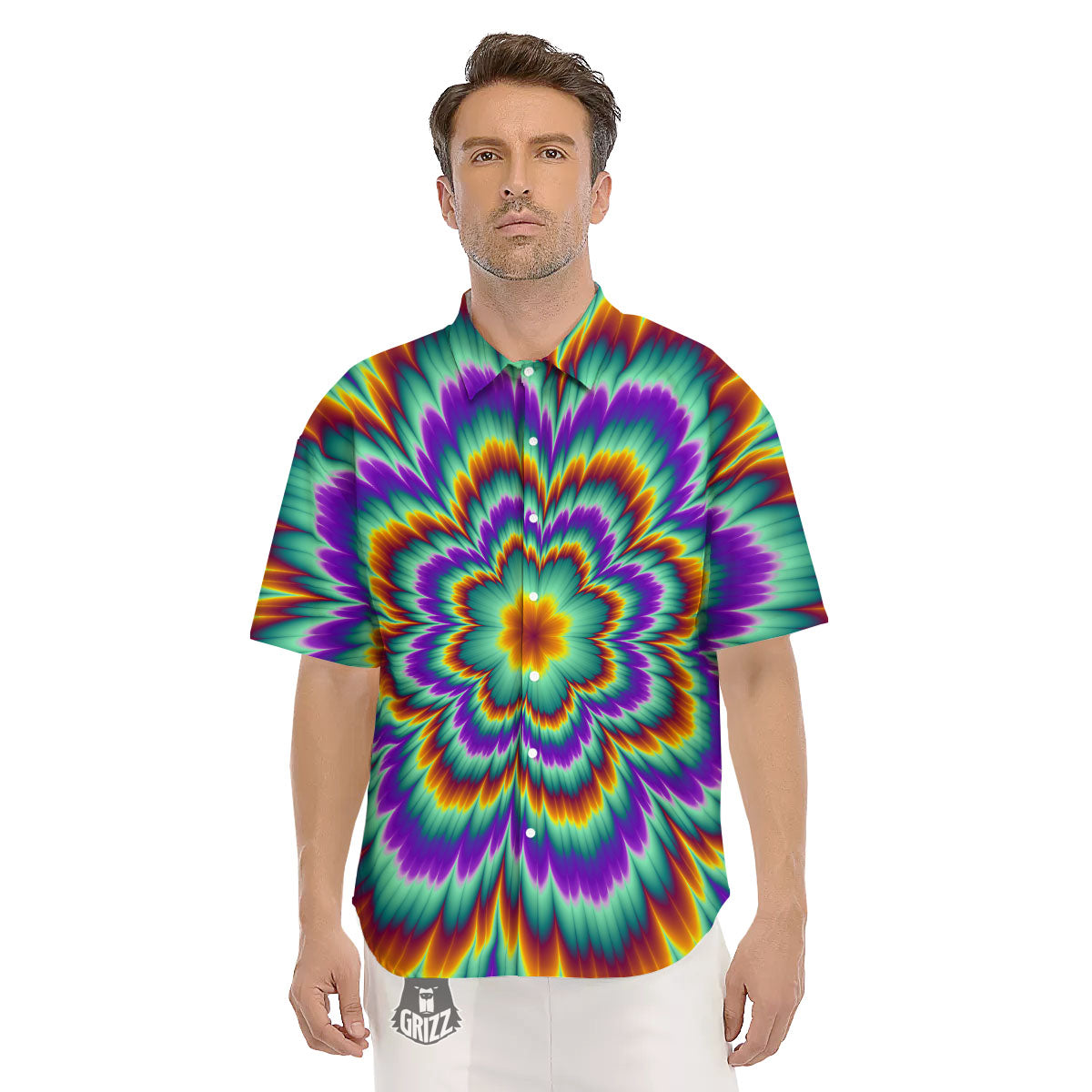 Illusion Optical Explosion Psychedelic Men's Short Sleeve Shirts-grizzshop