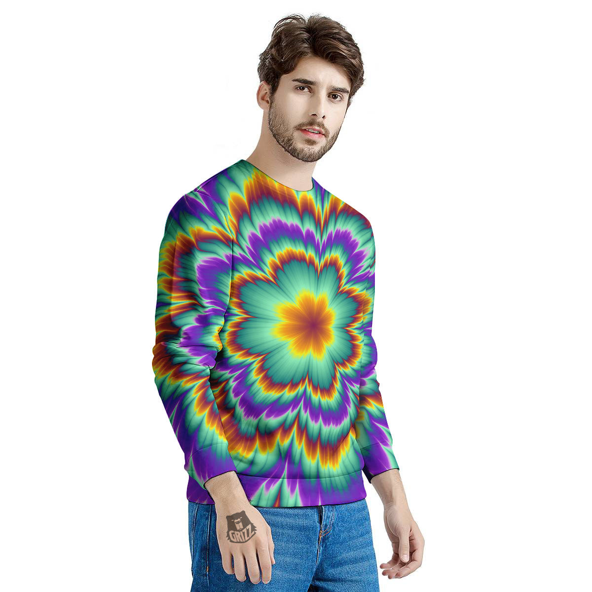 Illusion Optical Explosion Psychedelic Men's Sweatshirt-grizzshop