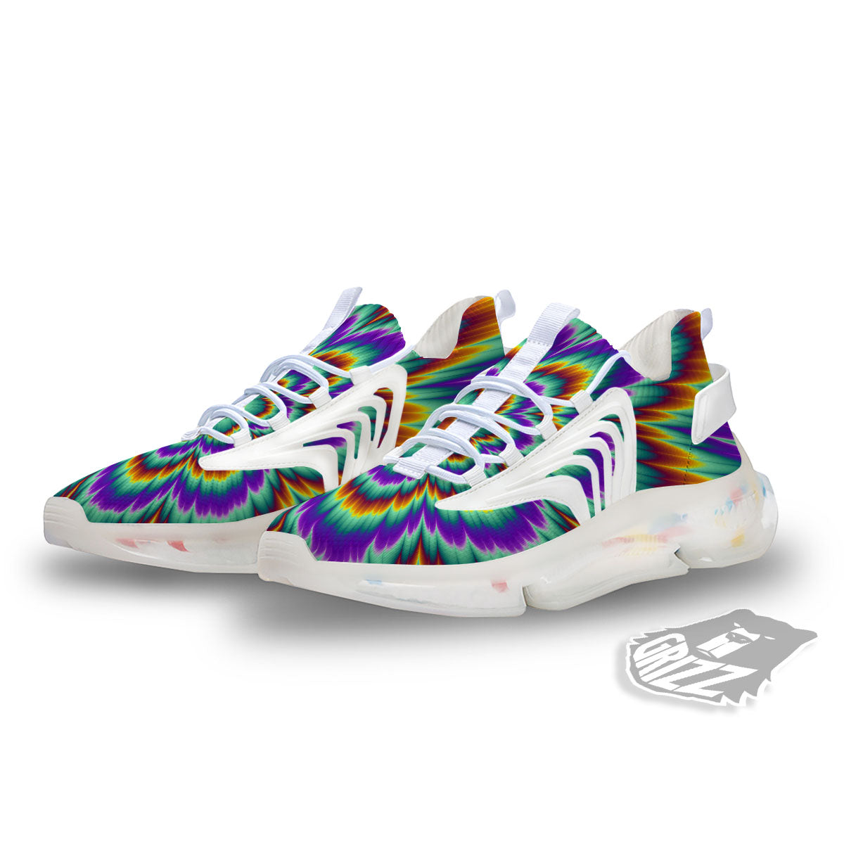 Illusion Optical Explosion Psychedelic White Gym Shoes-grizzshop