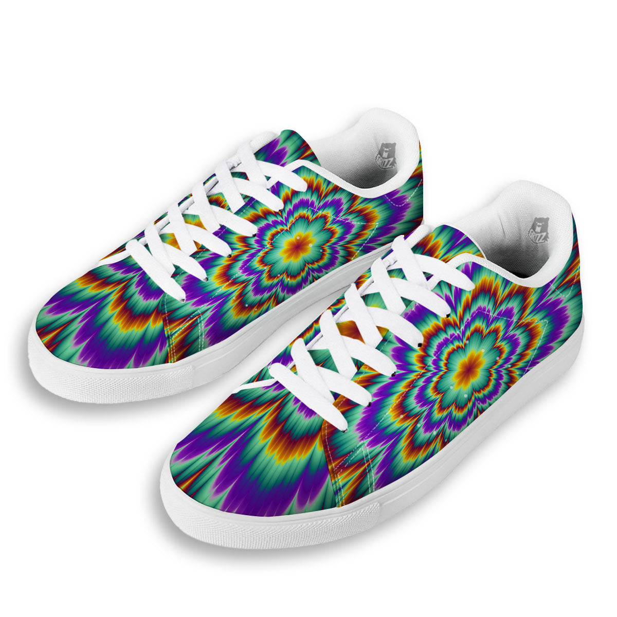Illusion Optical Explosion Psychedelic White Low Top Sneakers-grizzshop