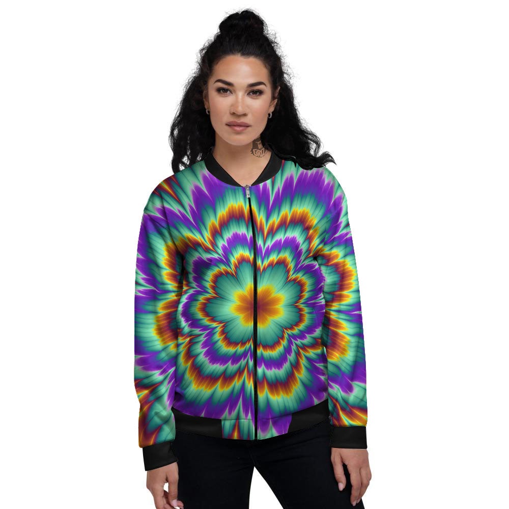 Illusion Optical Explosion Psychedelic Women's Bomber Jacket-grizzshop