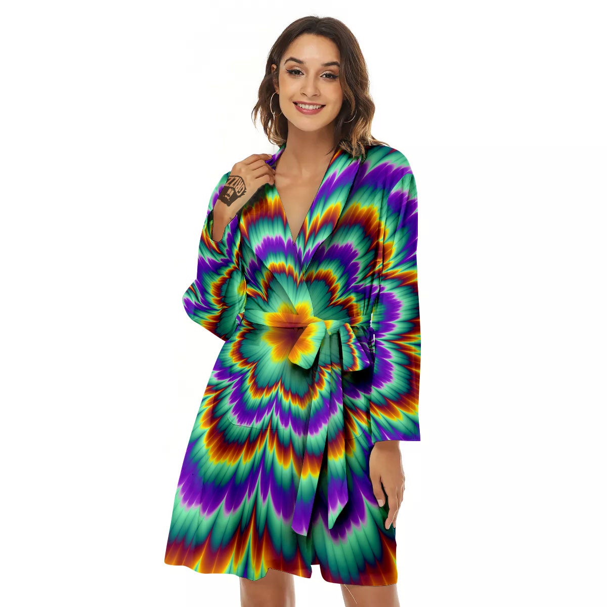 Illusion Optical Explosion Psychedelic Women's Robe-grizzshop