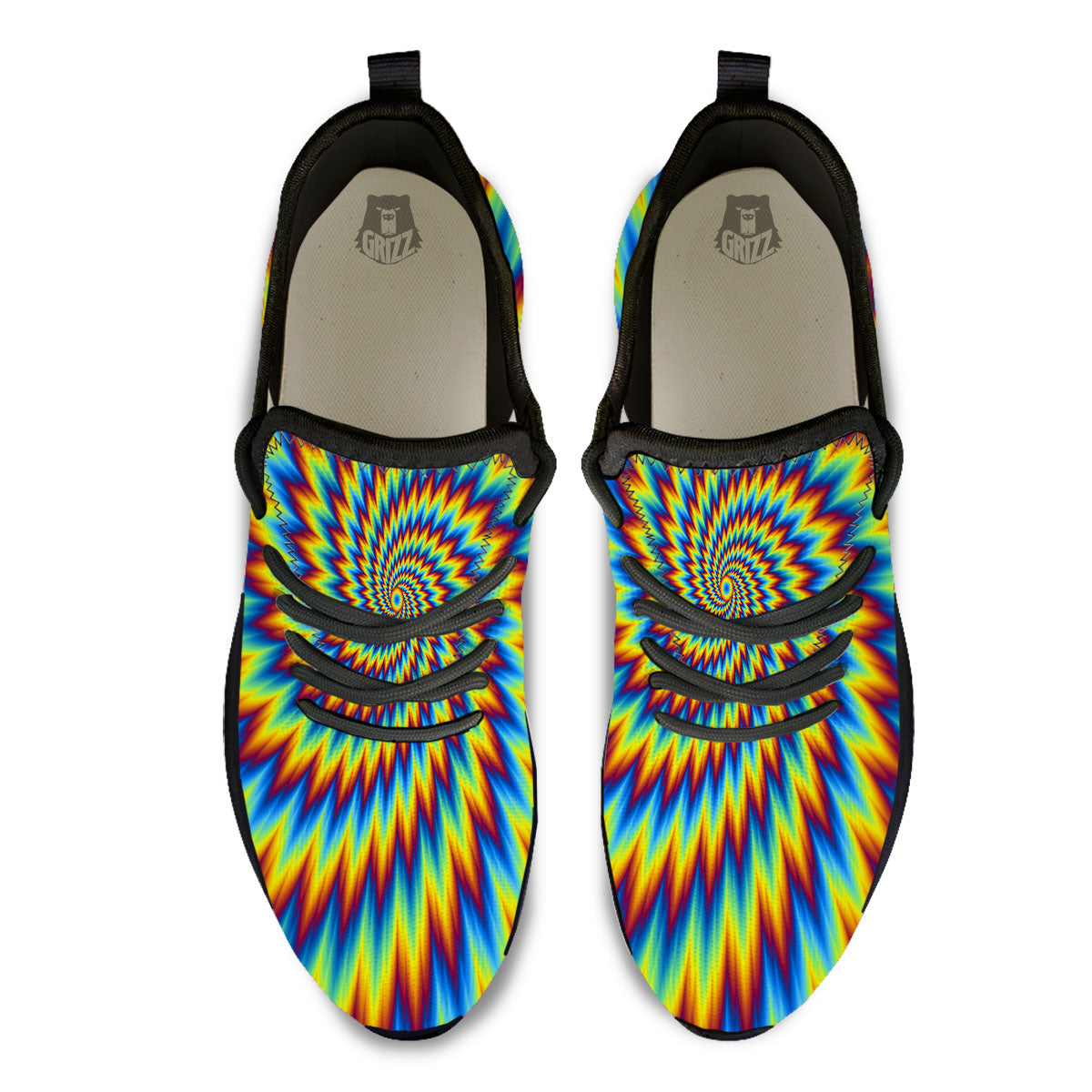 Illusion Optical Psychedelic Expansion Black Athletic Shoes-grizzshop